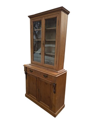 Lot 964 - VICTORIAN 19TH CENTURY PINE LIBRARY BOOKCASE CUPBOARD