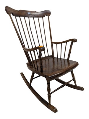 Lot 925 - 20TH CENTURY BEECH WOOD ROCKING CHAIR / ARMCHAIR