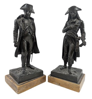 Lot 53 - V. RIVIERE - PAIR OF FRENCH LATE 19TH/EARLY 20TH CENTURY BRONZE FIGURES OF NAPOLEON