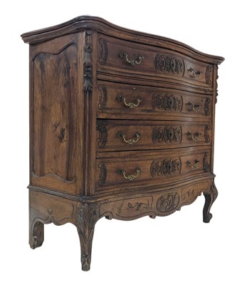 Lot 396 - FRENCH EARLY 20TH CENTURY WALNUT CHEST OF DRAWERS COMMODE