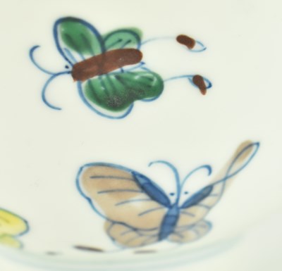 Lot 42 - MING CHENGHUA MARK DOUCAI BUTTERFLY TEA BOWL 明成化款斗彩蝴蝶茶碗