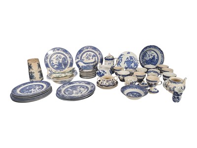 Lot 138 - COLLECTION BLUE AND WHITE WILLOW PATTERN IRONSTONE CHINA