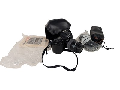 Lot 357 - LATE 20TH CENTURY VINTAGE NIKON F-801 SLR CAMERA WITH LENS, FLASH AND MANUAL