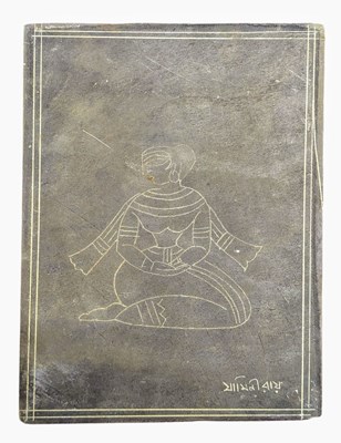 Lot 453 - JAMINI ROY (1887-1972) - SEATED WOMAN - ENGRAVING ON SLATE