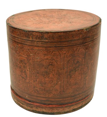 Lot 132 - 19TH CENTURY BURMESE LACQUERED SHAN BETEL BOX