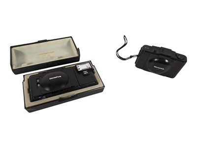 Lot 373 - OLYMPUS - TWO VINTAGE LATE 20TH CENTURY CIRCA 1980S XA 35MM CAMERAS