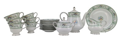 Lot 21 - WEDDWOOD - CO-OP CENTENARY EDITION AGINCOURT GREEN PART TEA SERVICE - CO-OP CENTENARY EDITION