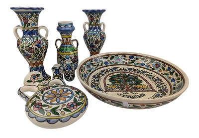 Lot 1 - COLLECTION OF JERUSALEM MAJOLICA POTTERY CERAMIC CENTREPIECES