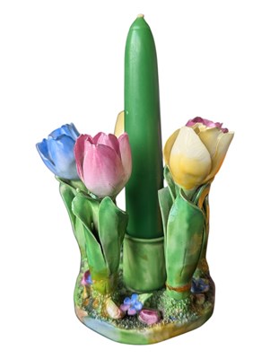 Lot 150 - CROWN STAFFORDSHIRE - EARLY 20TH CENTURY ART DECO TULIPS DIORAMA SPILL VASE