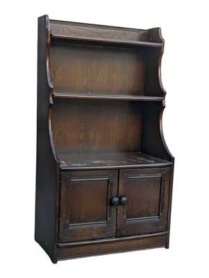 Lot 843 - ERCOL FURNITURE - MID CENTURY DARK JACOBEAN REVIVAL BEACH AND ELM BOOKCASE