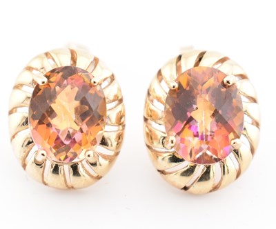 Lot 150 - HALLMARKED 9CT GOLD & MYSTIC TOPAZ STUD EARRINGS