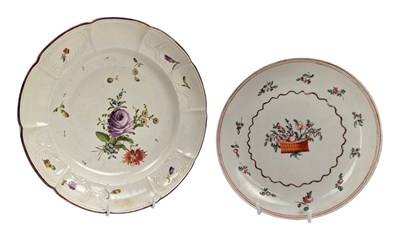 Lot 119 - TWO ENGLISH & CONTINENTAL 18TH CENTURY HAND PAINTED PORCELAIN PLATES