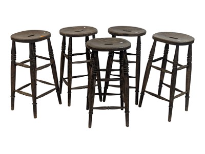 Lot 950 - VICTORIAN 19TH CENTURY SOLID ELM & BEECH PUB / BAR STOOLS