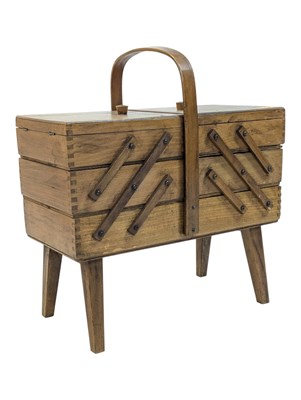 Lot 847 - BRITISH MODERN DESIGN - MID 20TH CENTURY TEAK CANTILEVER SEWING BOX