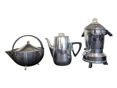 Lot 178 - THREE MID TO LATE 20TH CENTURY VINTAGE STAINLESS STEEL COFFEE POTS