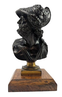 Lot 70 - AFTER THE ANTIQUE - FRENCH 19TH CENTURY GRAND TOUR PATINATED BRONZE BUST OF MENELAUS