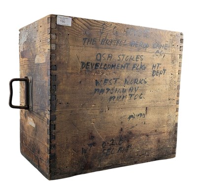 Lot 190 - BRISTOL AEROPLANE COMPANY - A VINTAGE WOODEN STORAGE BOX / CRATE