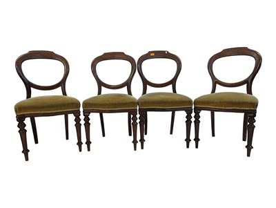 Lot 946 - VICTORIAN REVIVAL MAHOGANY BALLOON BACK DINING CHAIRS