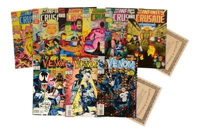Lot 648 - COMIC BOOKS - MARVEL THE INFINITY CRUSADE #1-6 SIGNED & VENOM #1-3