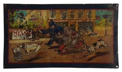 Lot 95 - MELOX DOG FOOD - EMBOSSED TIN ADVERTISING SIGN