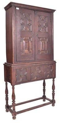 Lot 357 - 18TH CENTURY JACOBEAN OAK BOOKCASE CABINET