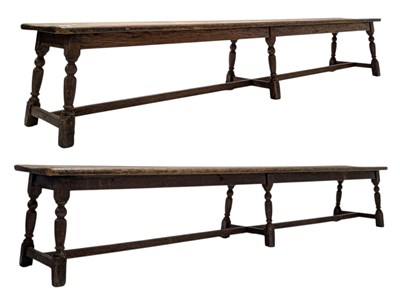 Lot 331 - TWO 18TH CENTURY OAK WOOD FARMHOUSE BENCHES/SEATS