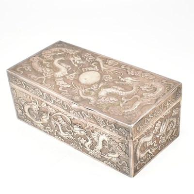 Lot 179 - CHINESE CANTONESE 19TH CENTURY SILVER TABLE TOP BOX