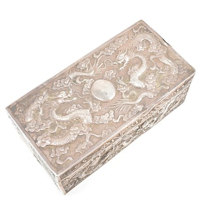 Lot 179 - CHINESE CANTONESE 19TH CENTURY SILVER TABLE TOP BOX