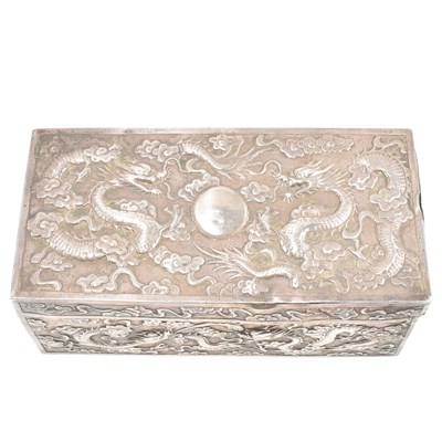 Lot 179 - CHINESE CANTONESE 19TH CENTURY SILVER TABLE TOP BOX