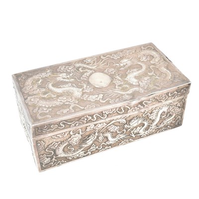 Lot 179 - CHINESE CANTONESE 19TH CENTURY SILVER TABLE TOP BOX