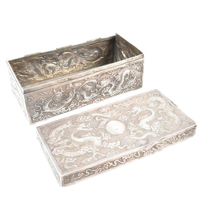 Lot 179 - CHINESE CANTONESE 19TH CENTURY SILVER TABLE TOP BOX