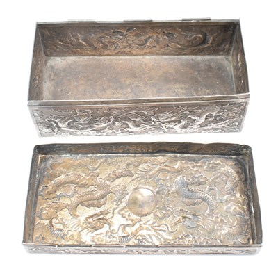 Lot 179 - CHINESE CANTONESE 19TH CENTURY SILVER TABLE TOP BOX