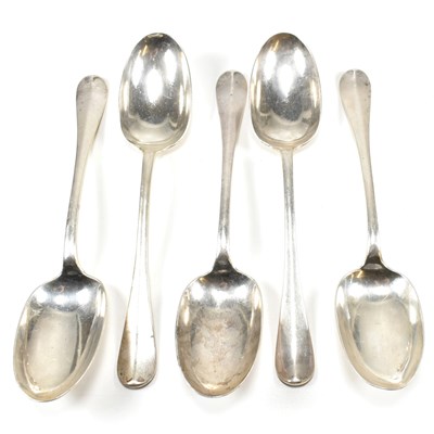 Lot 208 - FIVE 20TH CENTURY SCOTTISH HALLMARKED SILVER SERVING SPOONS