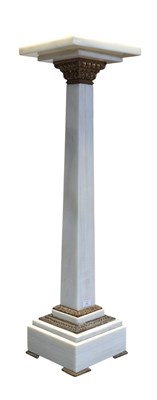 Lot 292 - FRENCH EMPIRE STYLE WHITE MARBLE & GILDED BRONZE PEDESTAL COLUMN