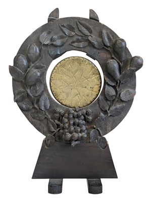 Lot 232 - 19TH CENTURY CARVED MAHOGANY TABLE TOP GONG