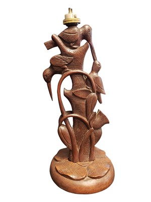 Lot 238 - 20TH CENTURY KASHMIRI CARVED WOODEN LAMP BASE