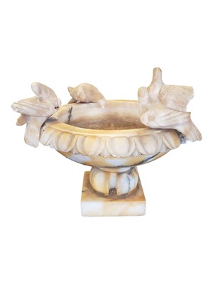 Lot 245 - 20TH CENTURY ALABASTER BIRD BATH CENTREPIECE