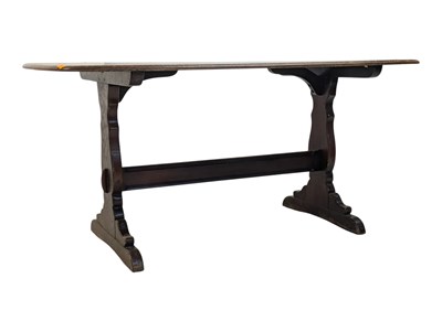 Lot 852 - ERCOL FURNITURE - MODEL 822 BEECH & ELM WOOD REFECTORY DINING TABLE