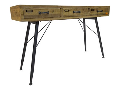 Lot 862 - MODERN DESIGN - PINE & CAST METAL BASED CONSOLE HALL TABLE