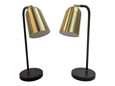 Lot 871 - PAIR OF CONTEMPORARY GOLD COLOURED SPACE AGE BEDSIDE TABLE LAMPS