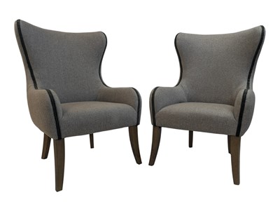 Lot 865 - MODERN DESIGN - PAIR OF CONTEMPORARY UPHOLSTERED ARMCHAIRS