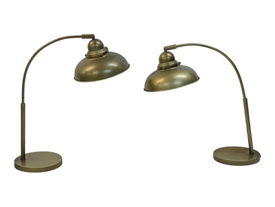Lot 876 - PAIR OF CONTEMPORARY GOLD INDUSTRIAL ANGLEPOISE DESK LAMPS LIGHTS