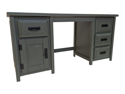 Lot 867 - MODERN DESIGN - PAINTED GREY TWIN PEDESTAL OFFICE DESK