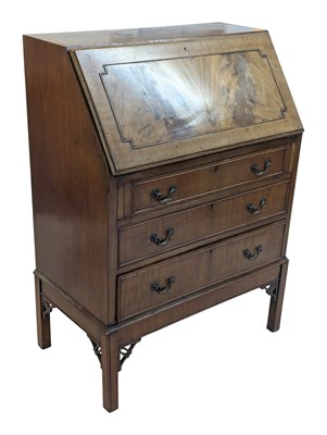 Lot 929 - QUEEN ANNE REVIVAL FLAME MAHOGANY BUREAU DESK
