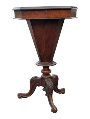 Lot 1087 - VICTORIAN 19TH CENTURY MAHOGANY TRUMPET WORK BOX