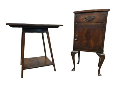 Lot 1074 - EDWARDIAN MAHOGANY INLAID POT CUPBOARD & QUEEN ANNE BEDSIDE CABINET