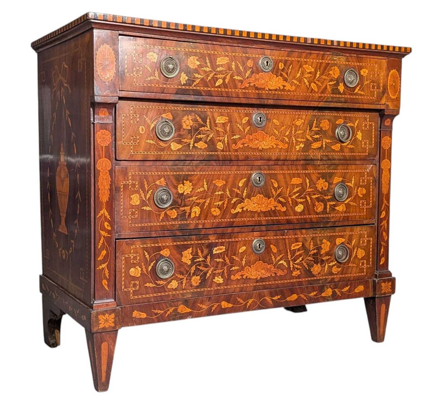 Lot 277 - DUTCH 18TH CENTURY MARQUETRY INLAID CHEST OF DRAWERS