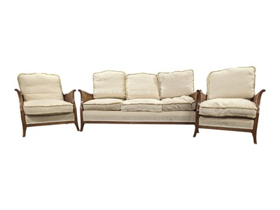 Lot 1054 - EARLY 20TH CENTURY THREE PIECE WALNUT BERGERE SUITE