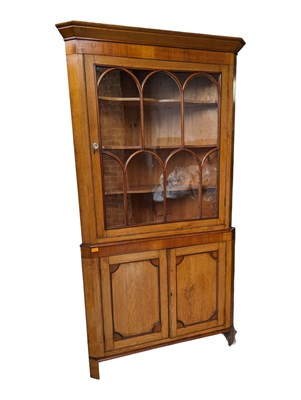 Lot 1061 - GEORGE III 19TH CENTURY MAHOGANY CORNER CABINET DISPLAY CUPBOARD
