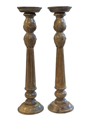 Lot 1057 - PAIR OF LARGE WOODEN CHURCH CANDLESTICK PRICKERS